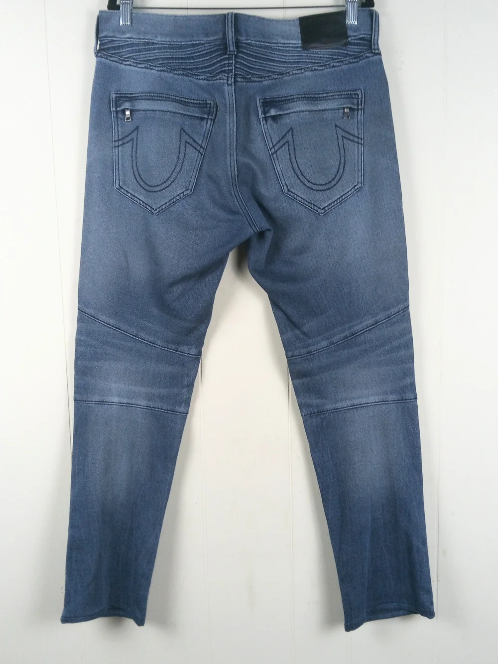 True Religion Rocco Relaxed Skinny Jeans Mens 32x30 Blue Stretch Moto Grunge